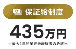 保証制度 435万円 ※最大1年間業界未経験者のみ該当
